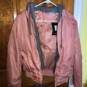 Fashionova Pink Hooded Bomber jacket